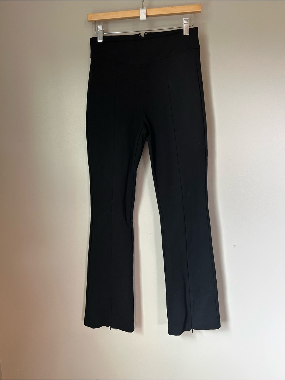 J.Crew Black Ponte Kick Flare Pants MP Petite Pintuck Zip Hem
